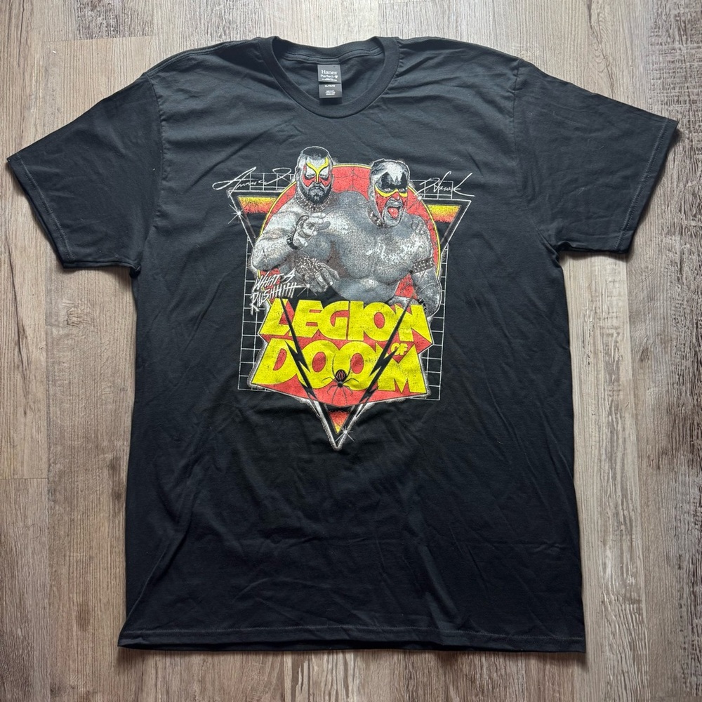 SOLD // Hanes Black Legion of Doom wwe wwf nwo nitro wrestling rap t shirt - Picture 2 of 4